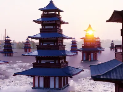 temple japanese pagoda Free low-poly 3D model