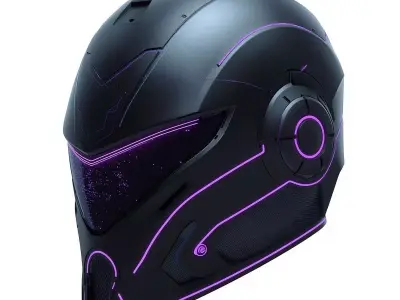Tactical Neon Stealth Helmet 3D Model Cyber Vigilante Headgear Low-poly 3D model