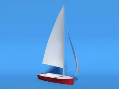 Low Poly Cartoon Javelin Dinghy Sailboat Low-poly 3D model
