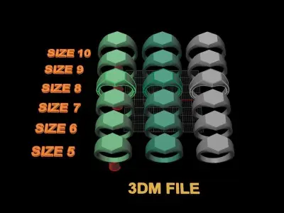 Signet Hexagon Ring Band Mix Size 5 6 7 8 9 10 3D print model