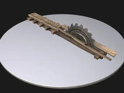 Medieval Sawmill Mechanism Low-poly 3D model