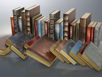 Set of 11 old Books Free low-poly 3D model