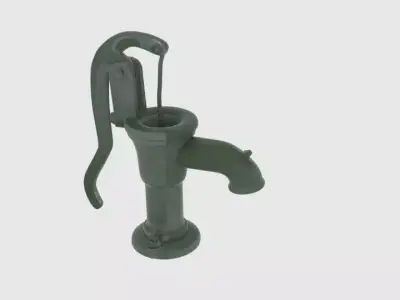  Old Green Hand Water Pump  Low-poly 3D model
