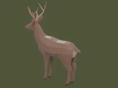 Stylized lowpoly DEER Low-poly 3D model