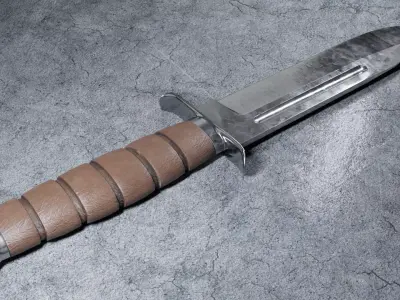 Damascus Kabar Knife Low-poly 3D model
