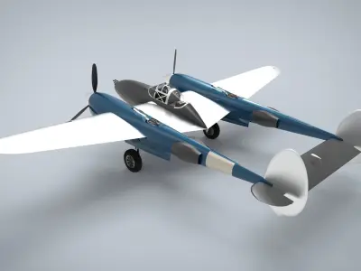 Lockheed P-38 Lightning 3D model 2