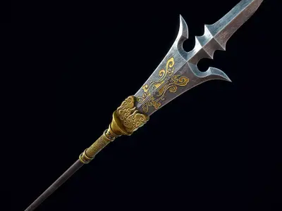 Chinese Trident Spear Low-poly 3D model
