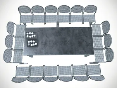 Factory dining setup Low-poly 3D model