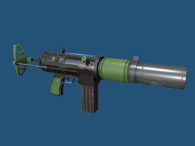 Stylized Silenced Submachine Gun Low-poly 3D model