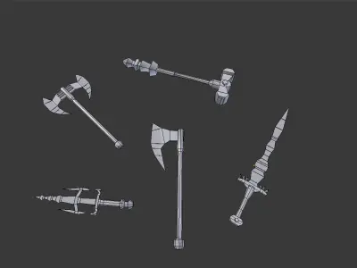 5 low poly fantasy weapons pack 4 Low-poly 3D model
