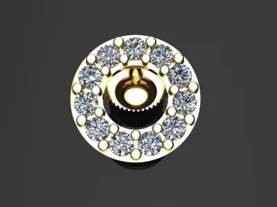 Round Halo Diamond Stud Earring Small Size 3D print model