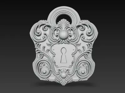 Baroque Decorative Keyhole Lock Ornament 3D Model 3D print model