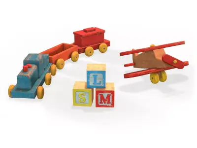 Old Wooden Toys Pack Low-poly 3D model