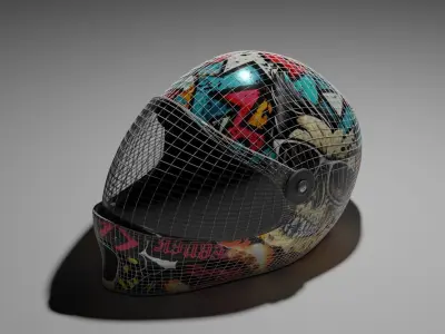 Helmet with graffiti 3D model