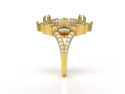 Unique Marquise Engagement Ring 3D print model
