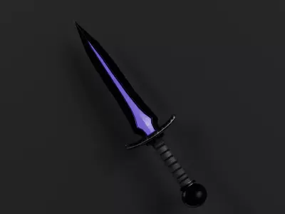 medieval fantasy Dagger the Violet Requiem Game ready PBR Low-poly 3D model