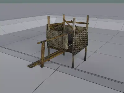 Old Style Traditional Toilet  Low-poly 3D model