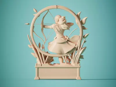 Moon Archer Fantasy Sculpture 3D Print Ready 3D print model