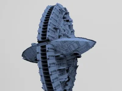 Art Deco Sci-Fi Disk Ship 9 3D model