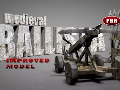 Medieval Ballista Catapult Low-poly 3D model