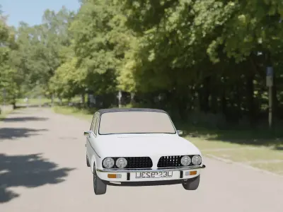 Low poly car 3D model classic in park Free low-poly 3D model