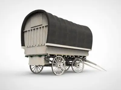 fantasy caravan cart Low-poly 3D model