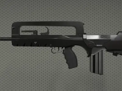 FAMAS F1 Rifle Game Ready Midle-poly and Low-poly Low-poly 3D model