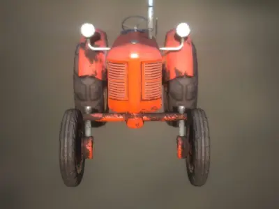 Old Tractor Game Ready Low Poly Low-poly 3D model
