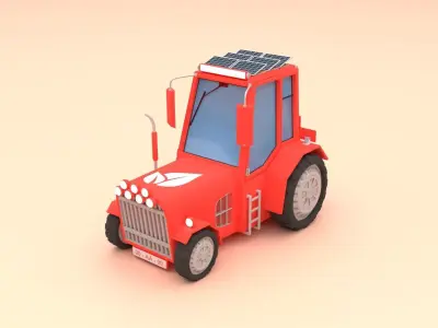 Rigged Farming Tractor 3D model