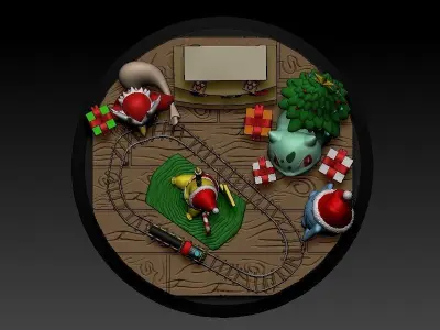 Pokemon pikachu Christmas diorama 3D print model