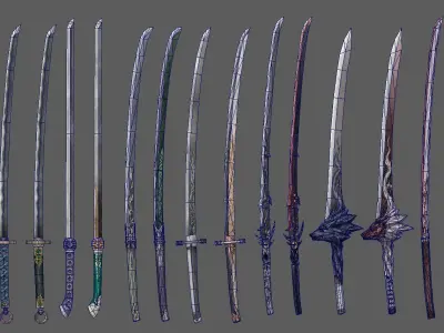 weapon Katana Low-poly 3D model