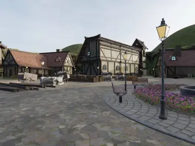 Village In A Hollowed Valley 3D model