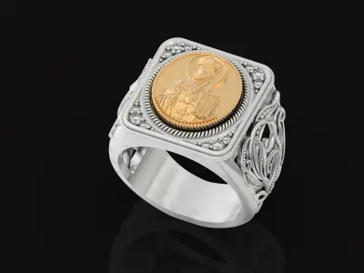 men signet ring Nikolai the Wonderworker 1354 3D print model