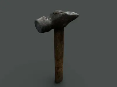 Old hammer Low-poly 3D model get