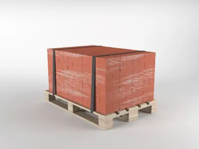 Brick on pallet 3D model 3D model