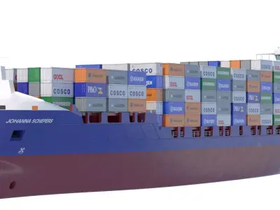140 m Container Ship 3D model