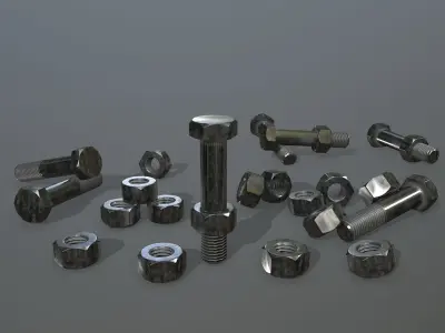 Bolts bolt and nut Low-poly 3D model 21