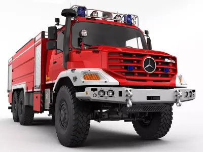 Mercedes Zetros Fire Truck 3D model