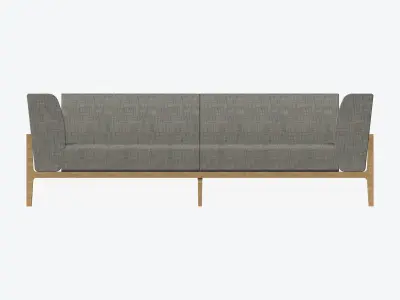 Furniture - Sofa - Contemporary - Oak - Large - Sofa Low-poly 3D model