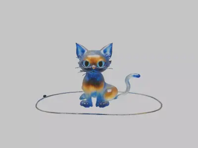 Liquid Cat Low-poly 3D model