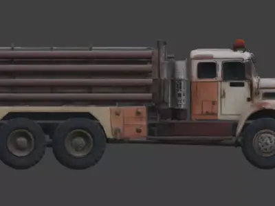 Rusted Apocalypse Industrial 6x6 Utility Truck 3D Model Low-poly 3D model