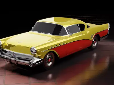 Retro American 1950s Roadmaster Classic Car 3D model