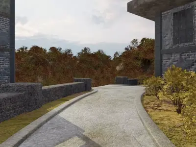 Autumnal Ruins On A Mountainside 3D model