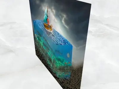 Canvas Art Surreal Aquarium Low-poly 3D model