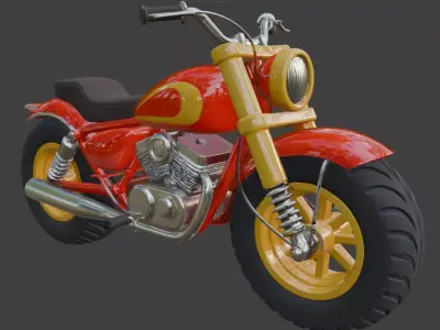Cartoon Red Chopper Motorcycle 3D Model 3D model by im3dking