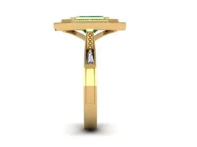 Emerald antique ring  3D print model