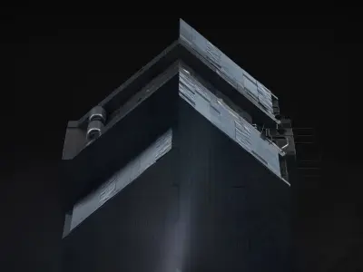 Brutalist Scifi Future Building 07 3D model
