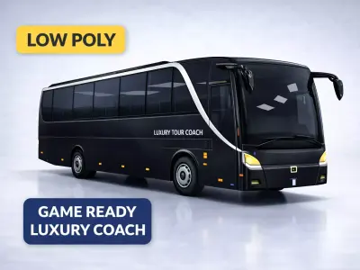 city  Coach Bus  Low Poly Game Ready Low-poly 3D model
