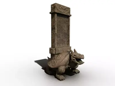 temple stone dragonturtle Low-poly 3D model