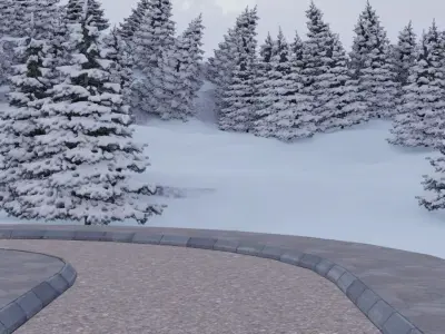 Winter Cherry Blossom Village 3D model